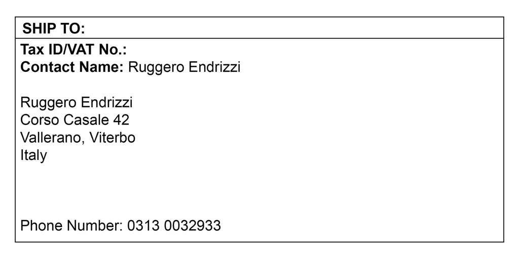 A helpful graphic on what the ship-to details would like on a commercial
invoice.
